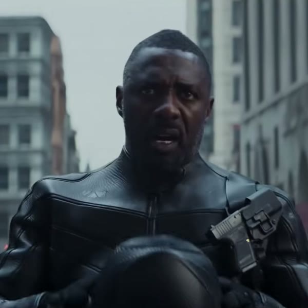 Brixton on the motorcycle in the London chase